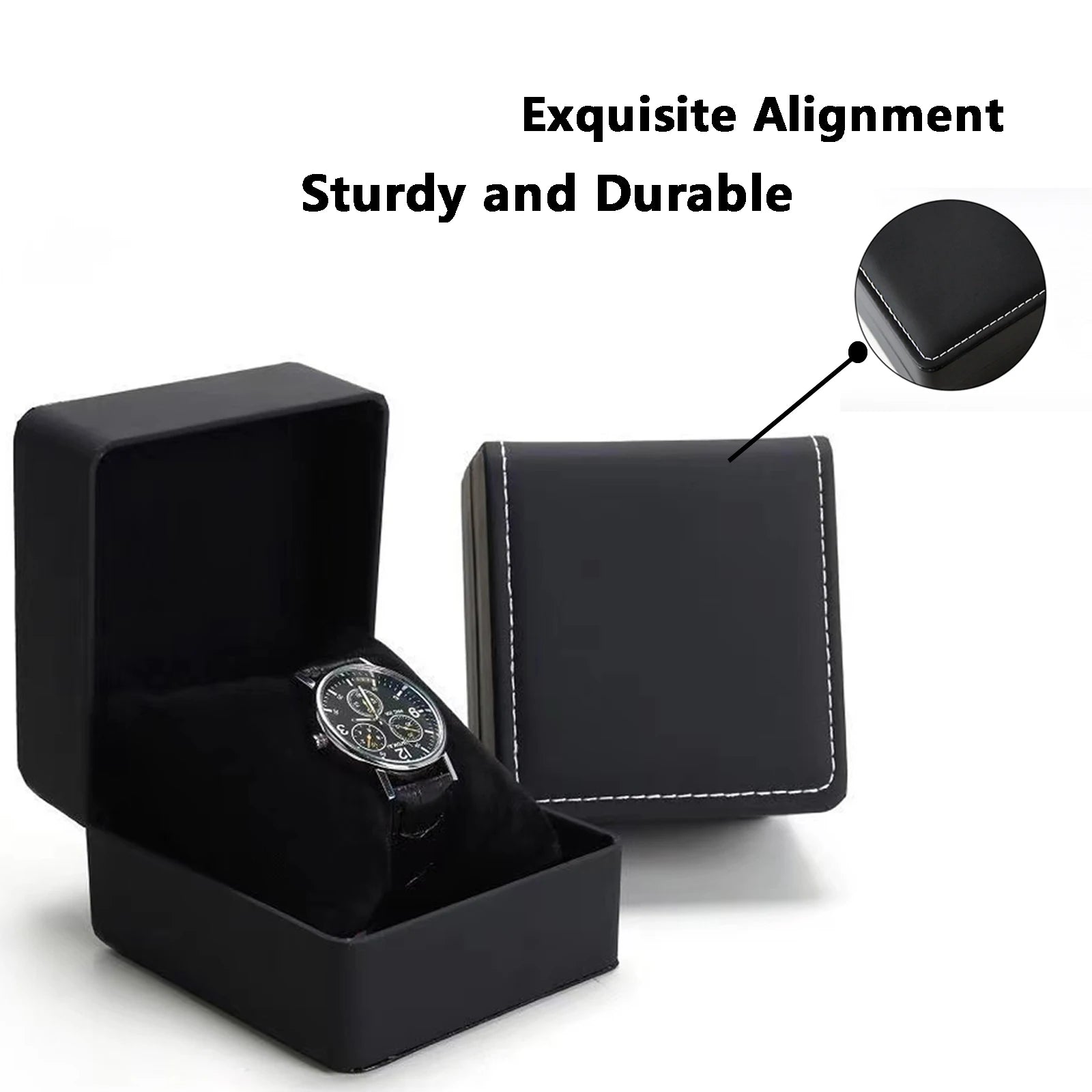 Watch Box with Pillow, PU Leather Single Watch Display Case and 6 or 12 Slot Organizer for Men