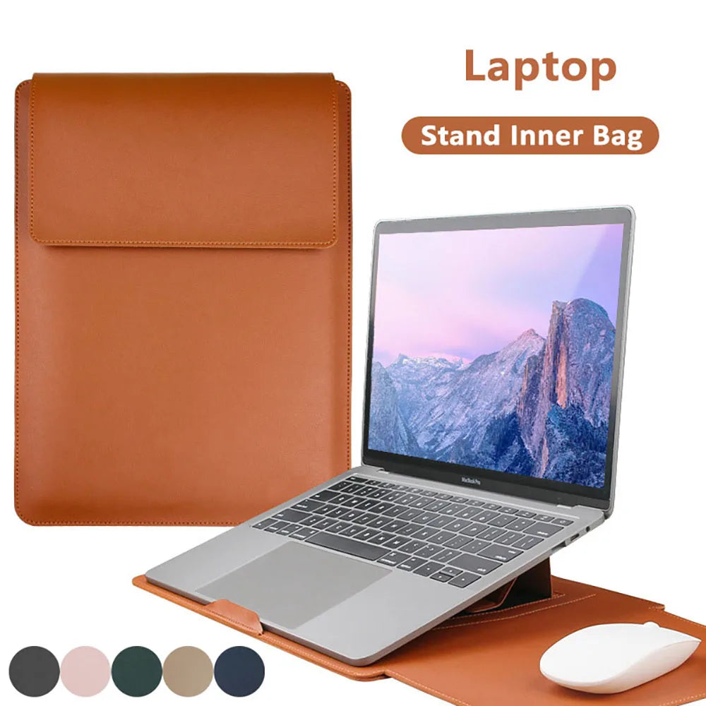 Laptop Sleeve Case 13, 14, 15.6, 16 Inch with Foldable Stand and Mouse Pad, PU Leather 3 in 1 Cover