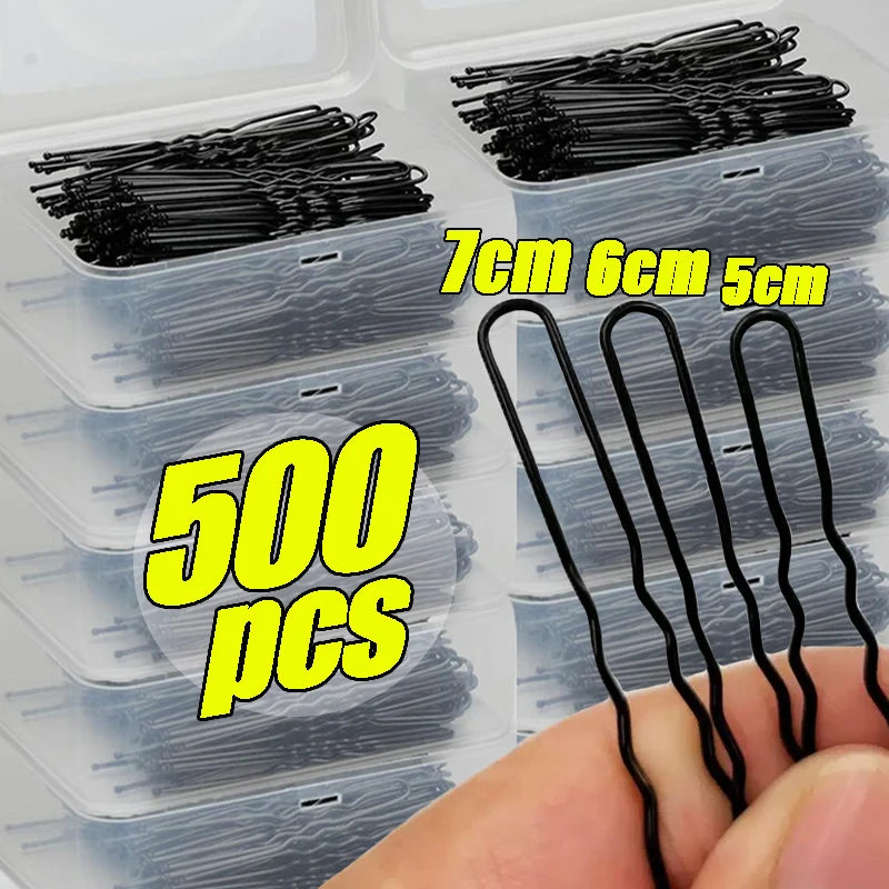 U Shaped Hair Pins Bulk Pack, 5 6 7 cm Metal Bobby Pins for Buns and Updos, 200 or 500 Pieces