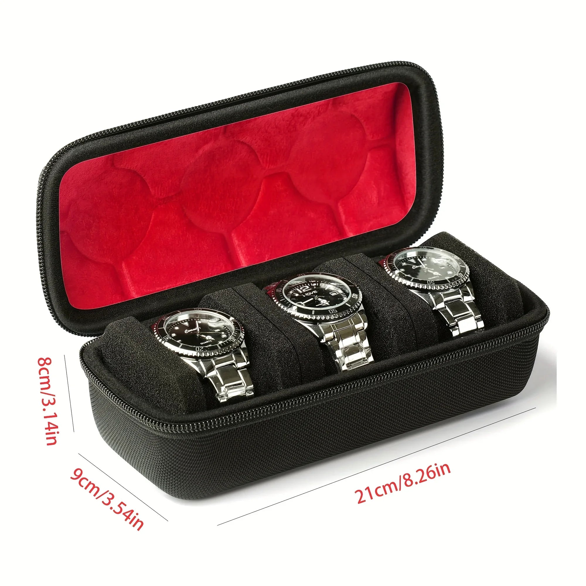 Watch Travel Case for 3, 5, 6 or 10 Watches, Hard Shell Watch Roll Organizer with Removable Pillows