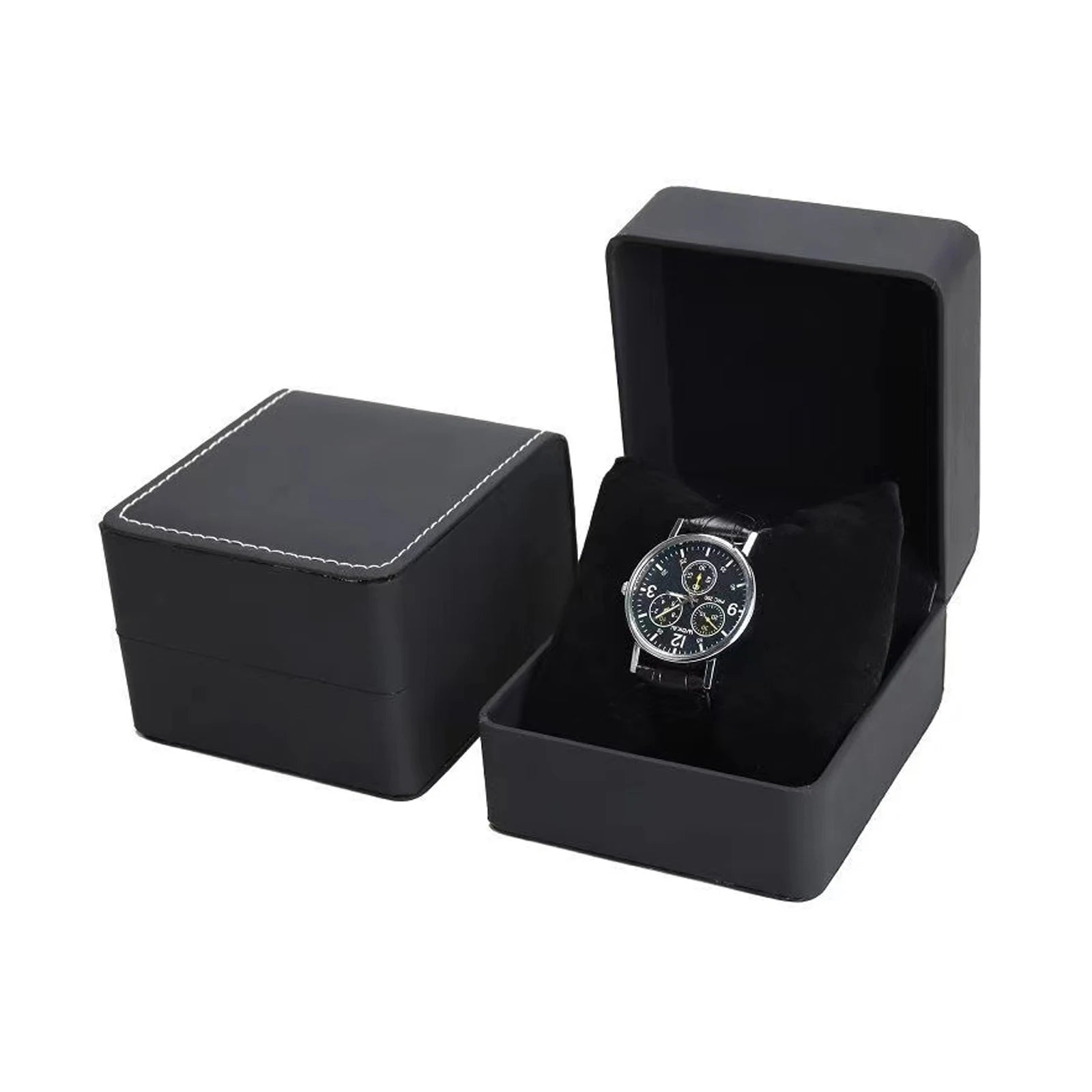 Watch Box with Pillow, PU Leather Single Watch Display Case and 6 or 12 Slot Organizer for Men