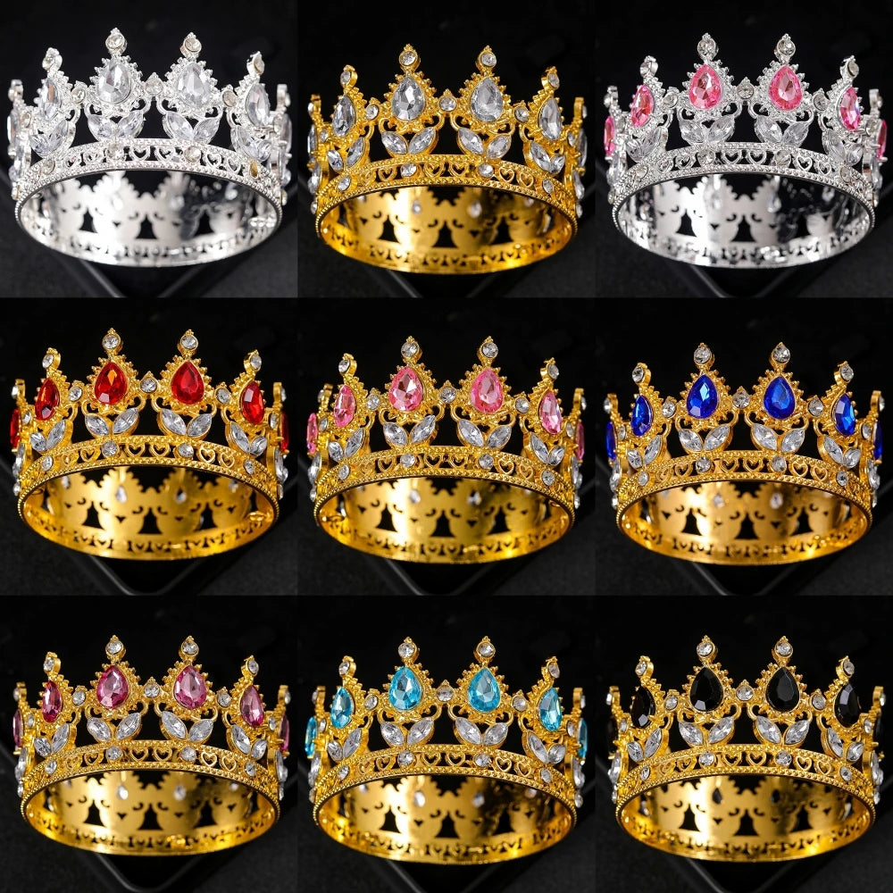 Crystal Rhinestone Tiara Crown Headband for Women, Baroque Round Bridal and Prom Hair Accessory