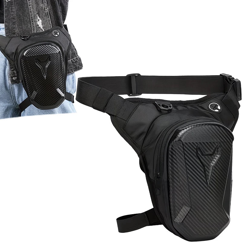 Motorcycle Leg Bag for Riders, Waterproof EVA Thigh Tank Bag with Crossbody and Waist Strap