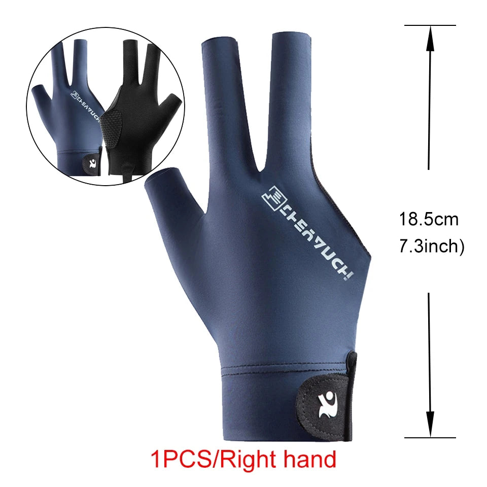 Billiard Glove for Left or Right Hand, Three Finger Open Pool and Snooker Glove, Non-Slip Breathable Mesh