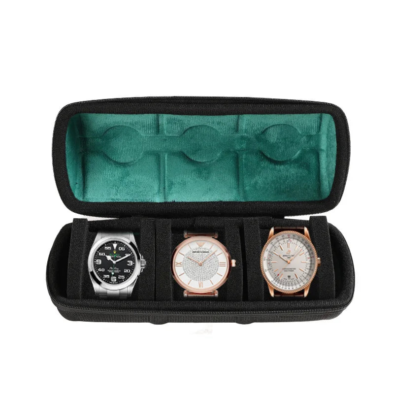 Watch Travel Case for 3, 5, 6 or 10 Watches, Hard Shell Watch Roll Organizer with Removable Pillows