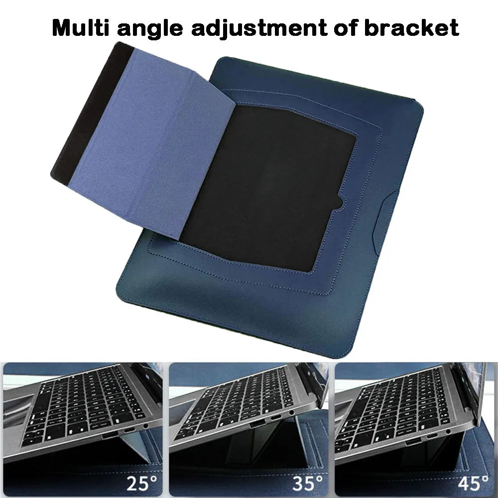 Laptop Sleeve Case 13, 14, 15.6, 16 Inch with Foldable Stand and Mouse Pad, PU Leather 3 in 1 Cover