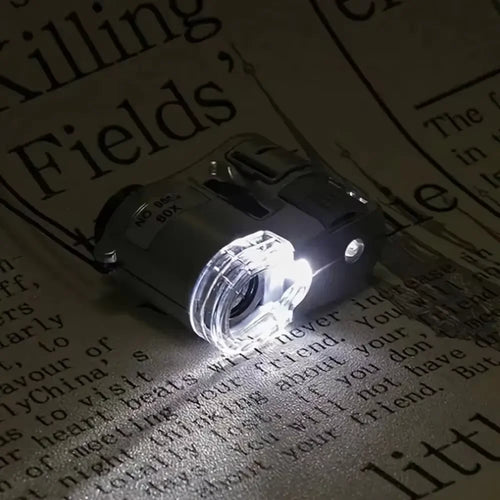 60X Pocket Magnifier Loupe with LED & UV Light