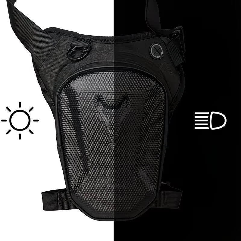 Motorcycle Leg Bag for Riders, Waterproof EVA Thigh Tank Bag with Crossbody and Waist Strap