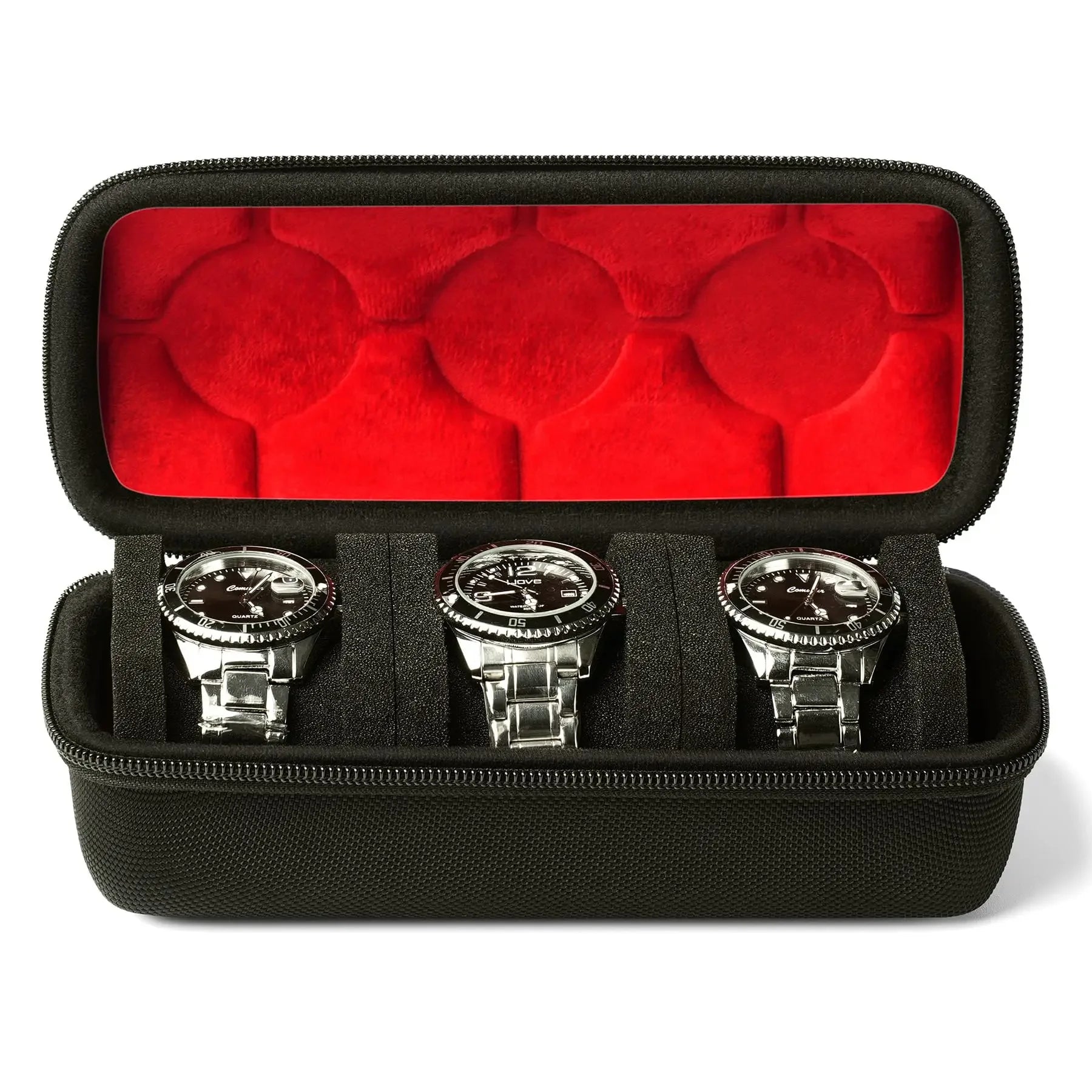 Watch Travel Case for 3, 5, 6 or 10 Watches, Hard Shell Watch Roll Organizer with Removable Pillows