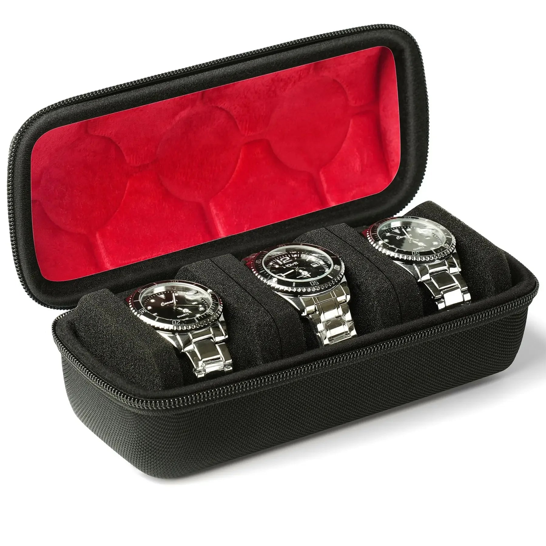 Watch Travel Case for 3, 5, 6 or 10 Watches, Hard Shell Watch Roll Organizer with Removable Pillows