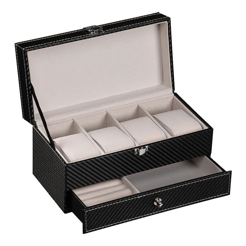 Watch Box with Pillow, PU Leather Single Watch Display Case and 6 or 12 Slot Organizer for Men
