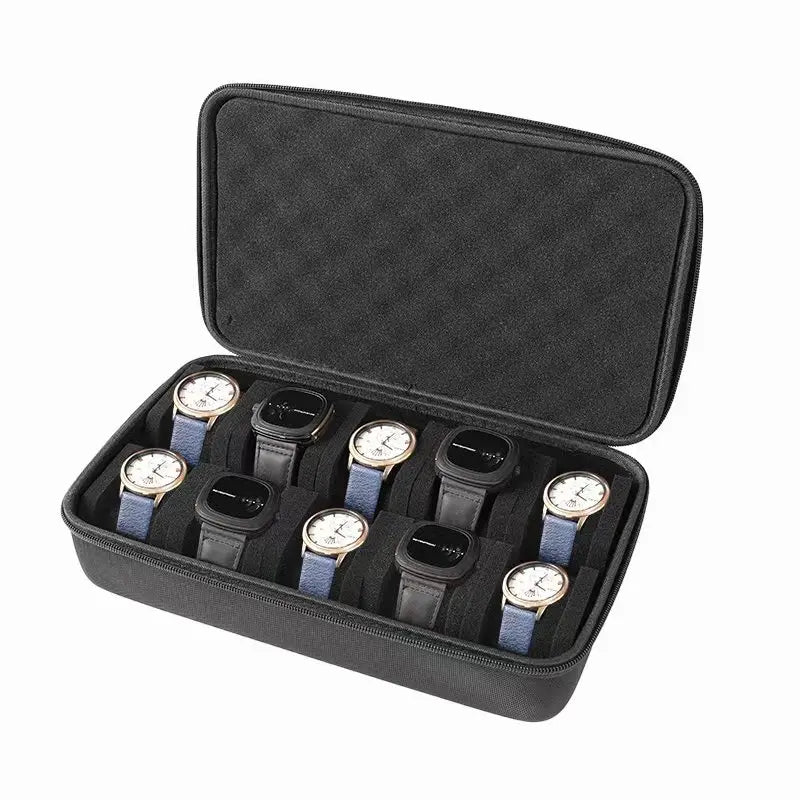 Watch Travel Case for 3, 5, 6 or 10 Watches, Hard Shell Watch Roll Organizer with Removable Pillows