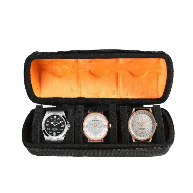 Watch Travel Case for 3, 5, 6 or 10 Watches, Hard Shell Watch Roll Organizer with Removable Pillows