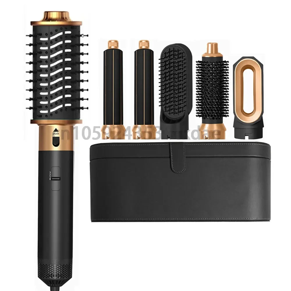 6 in 1 Hot Air Hair Styler Brush Set, 1000W Ionic Blow Dryer Brush with Curling and Straightening Attachments