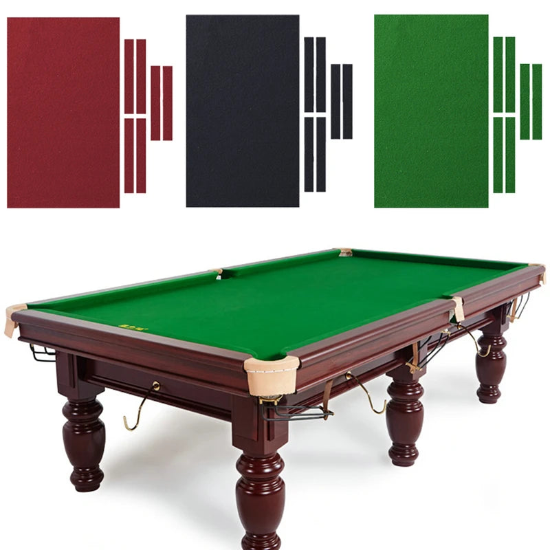 Billiard Table Cloth for 7, 8 and 9 Ft Pool Tables, Nylon Blend Felt Replacement Kit with 6 Rail Strips