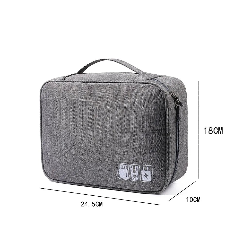 Travel Cable Organizer Bag, Water Resistant Nylon Electronics Accessory Case for Chargers, Cords and Power Banks