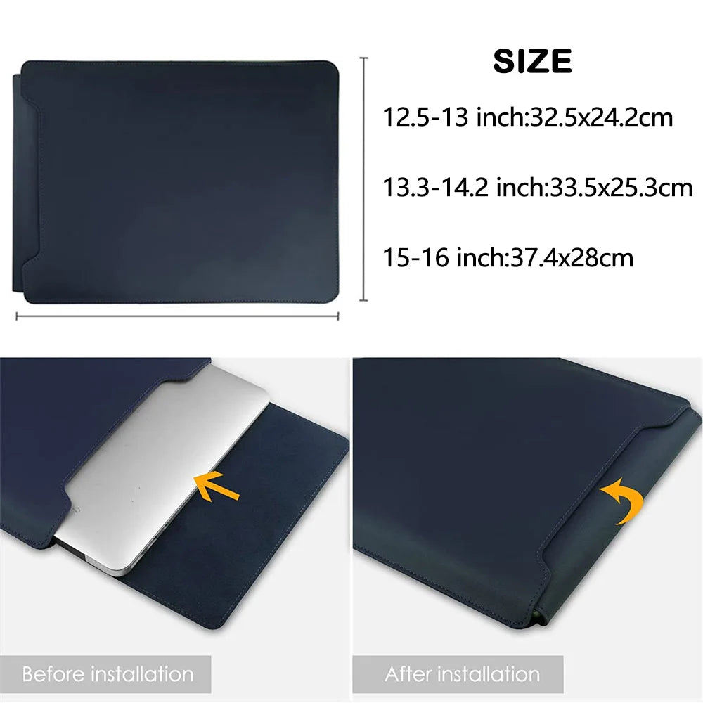 Laptop Sleeve Case 13, 14, 15.6, 16 Inch with Foldable Stand and Mouse Pad, PU Leather 3 in 1 Cover