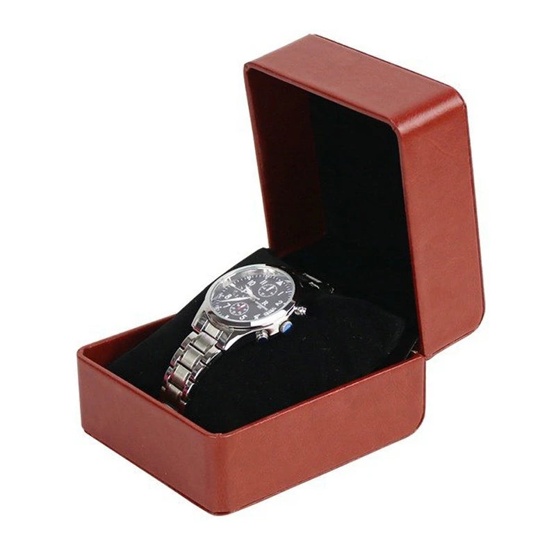 Watch Box with Pillow, PU Leather Single Watch Display Case and 6 or 12 Slot Organizer for Men