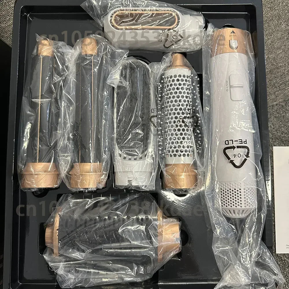 6 in 1 Hot Air Hair Styler Brush Set, 1000W Ionic Blow Dryer Brush with Curling and Straightening Attachments