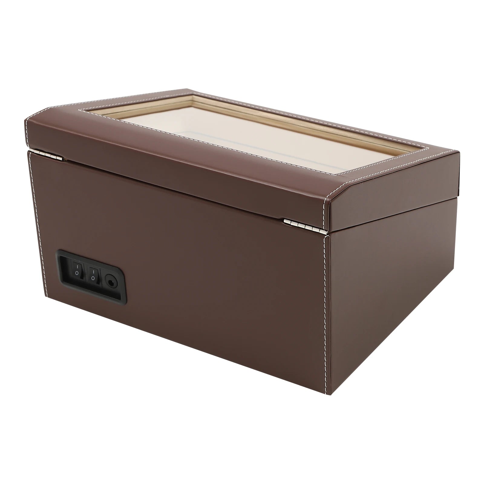 Automatic Watch Winder Box for 4 Watches with 6 Storage Slots, PU Leather Case with Quiet Bidirectional Motor