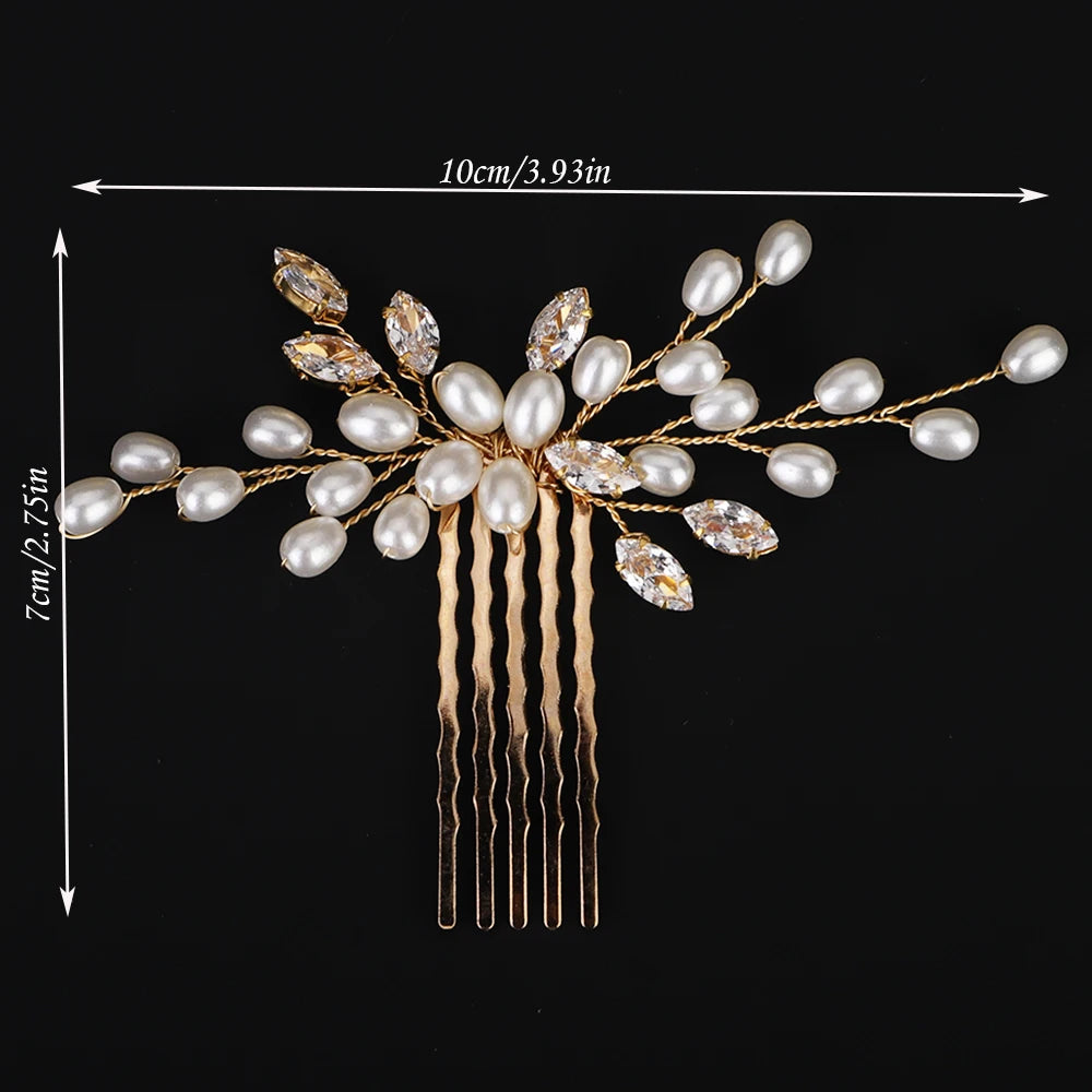 Pearl and Zircon Bridal Hair Comb, Vintage Wedding Headpiece for Brides and Bridesmaids