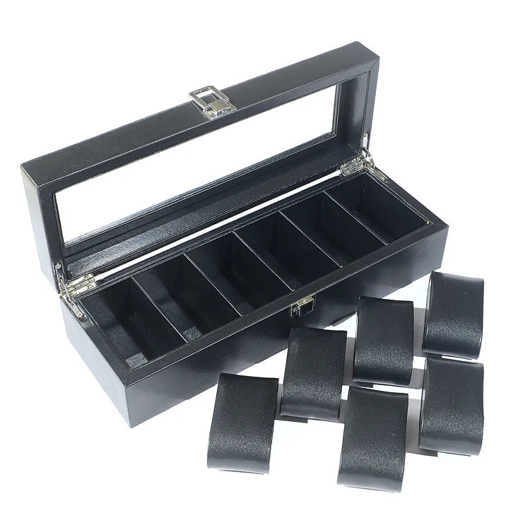 Watch Box with Pillow, PU Leather Single Watch Display Case and 6 or 12 Slot Organizer for Men