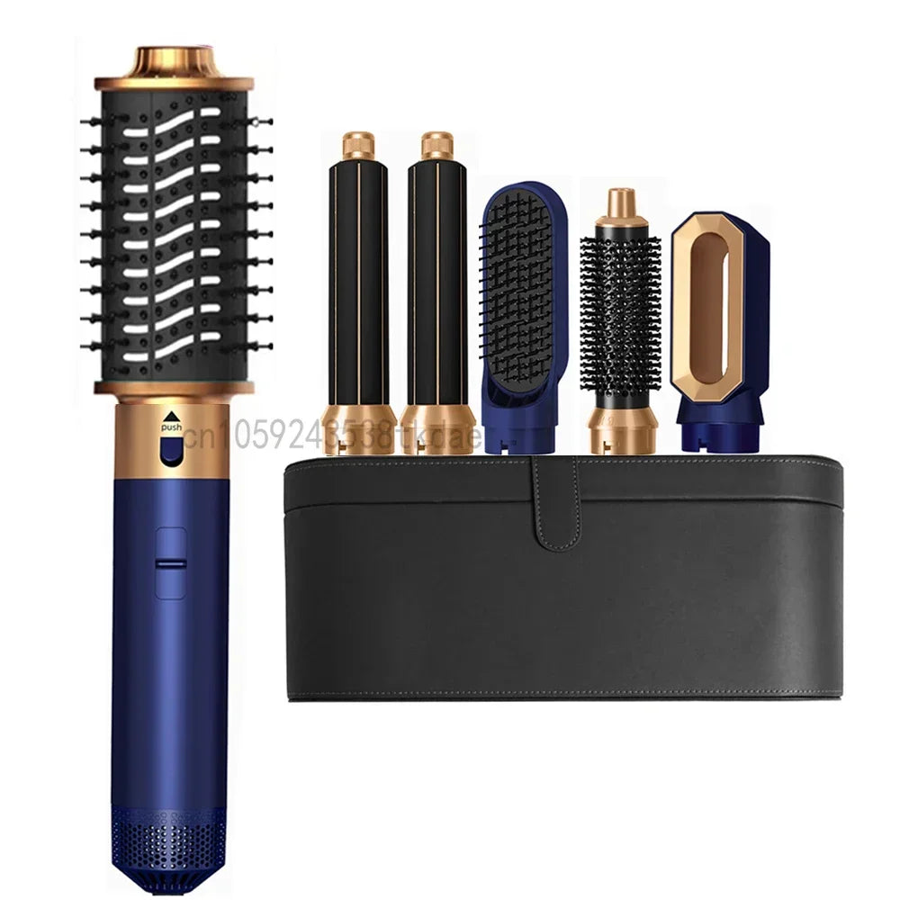 6 in 1 Hot Air Hair Styler Brush Set, 1000W Ionic Blow Dryer Brush with Curling and Straightening Attachments