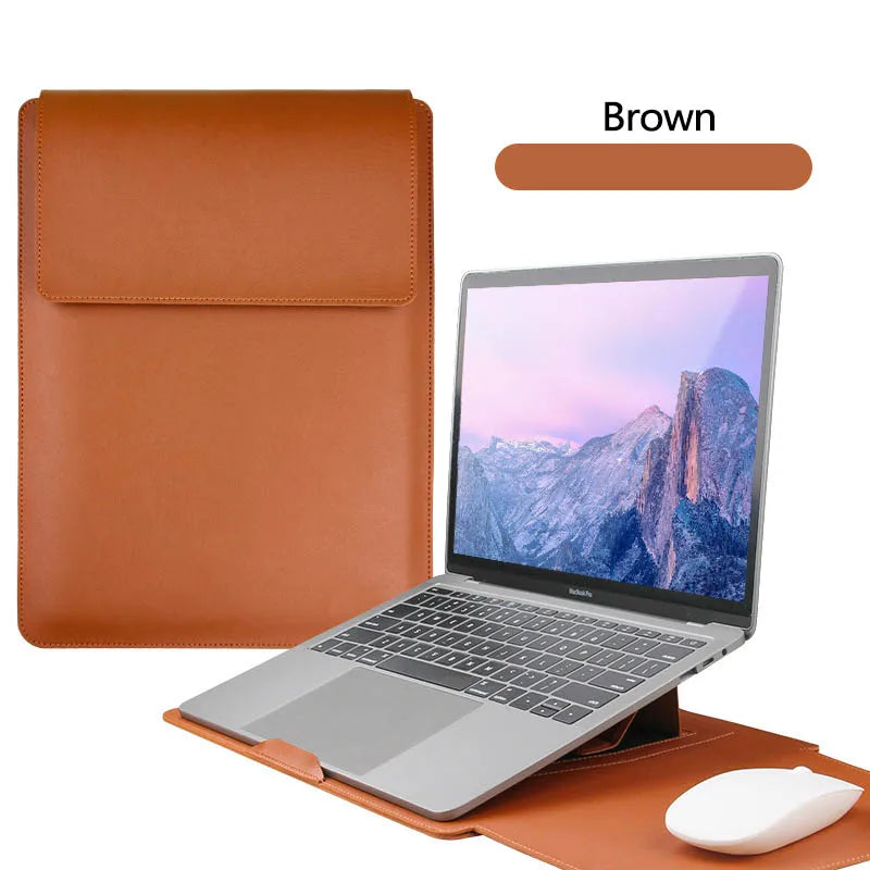 Laptop Sleeve Case 13, 14, 15.6, 16 Inch with Foldable Stand and Mouse Pad, PU Leather 3 in 1 Cover