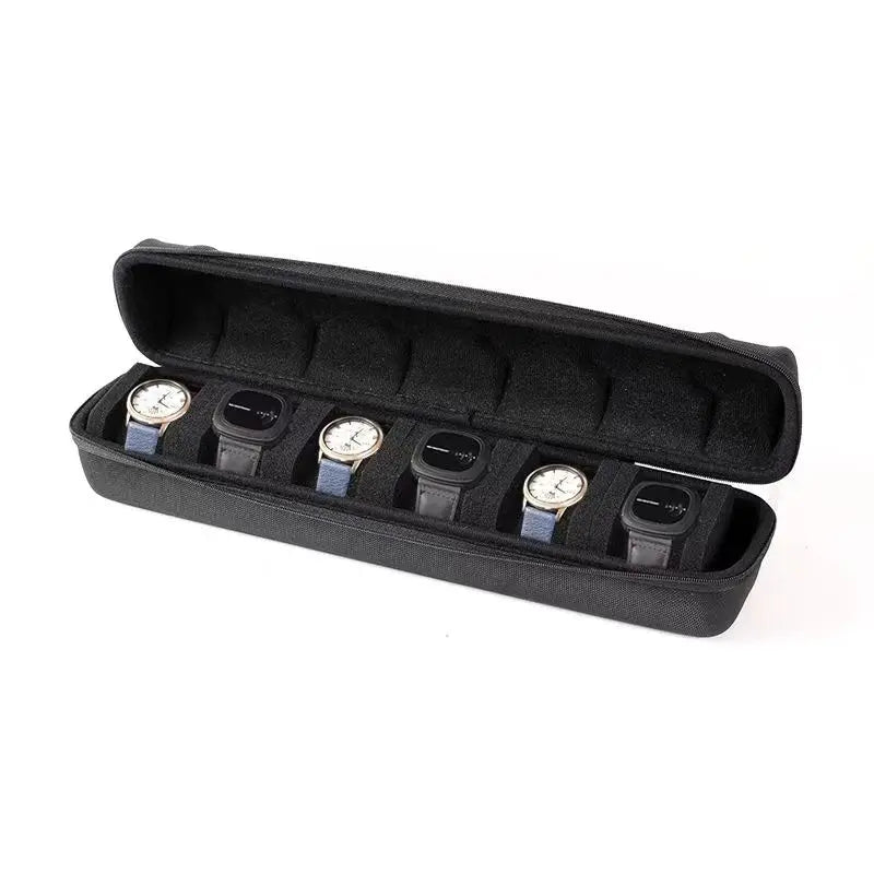 Watch Travel Case for 3, 5, 6 or 10 Watches, Hard Shell Watch Roll Organizer with Removable Pillows
