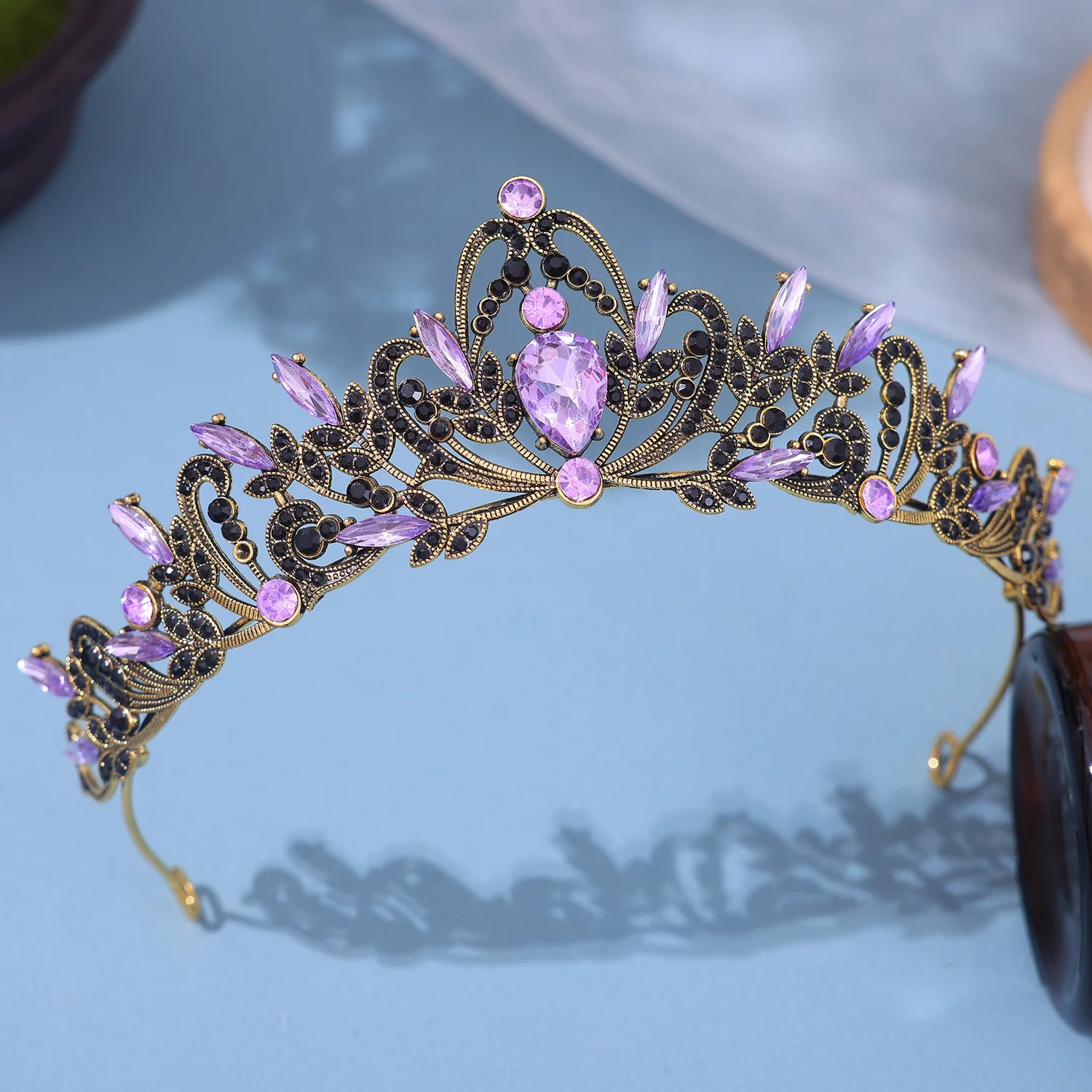 Crystal Bridal Tiara Crown for Women, Zinc Alloy Floral Wedding Headpiece for Prom and Birthday