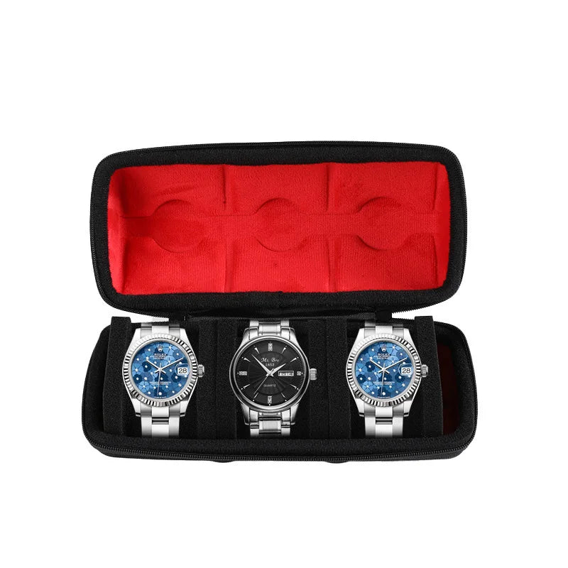 Watch Travel Case for 3, 5, 6 or 10 Watches, Hard Shell Watch Roll Organizer with Removable Pillows