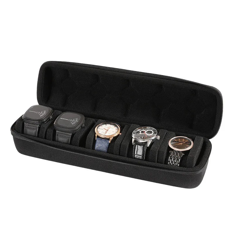 Watch Travel Case for 3, 5, 6 or 10 Watches, Hard Shell Watch Roll Organizer with Removable Pillows