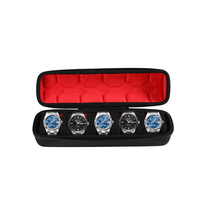 Watch Travel Case for 3, 5, 6 or 10 Watches, Hard Shell Watch Roll Organizer with Removable Pillows