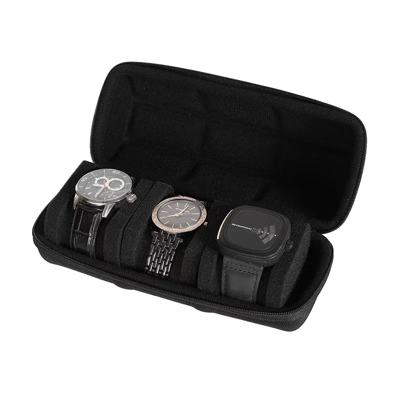 Watch Travel Case for 3, 5, 6 or 10 Watches, Hard Shell Watch Roll Organizer with Removable Pillows