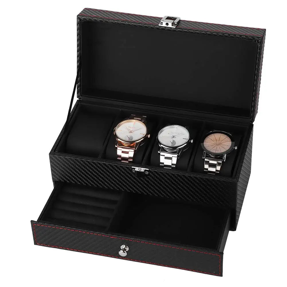 Watch Box with Pillow, PU Leather Single Watch Display Case and 6 or 12 Slot Organizer for Men