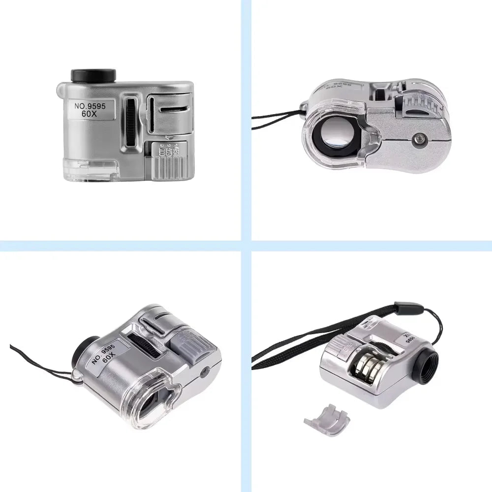 60X Pocket Magnifier Loupe with LED & UV Light