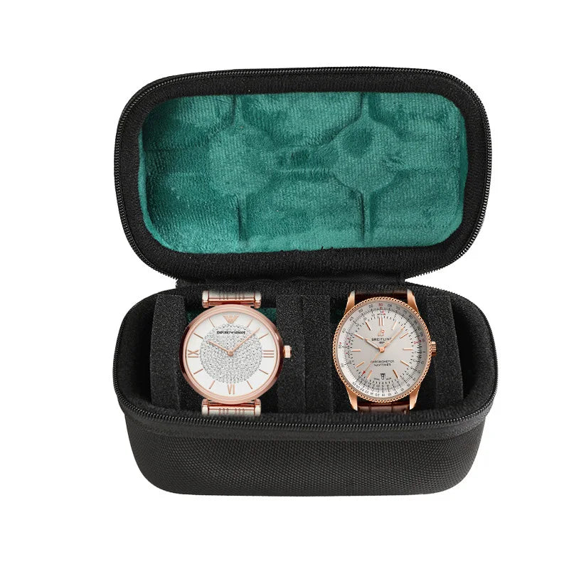 Watch Travel Case for 3, 5, 6 or 10 Watches, Hard Shell Watch Roll Organizer with Removable Pillows
