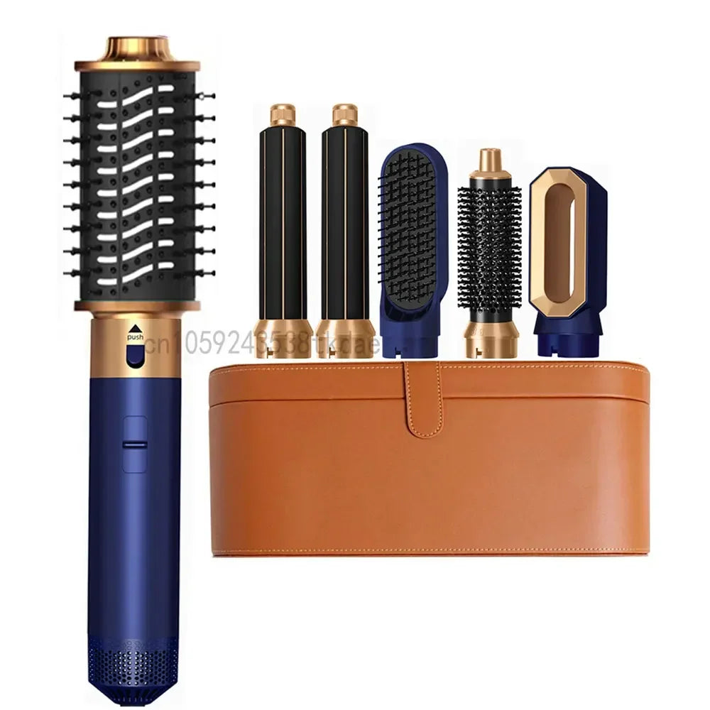 6 in 1 Hot Air Hair Styler Brush Set, 1000W Ionic Blow Dryer Brush with Curling and Straightening Attachments