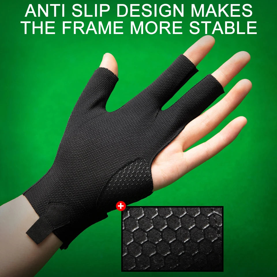 Billiard Glove for Left or Right Hand, Three Finger Open Pool and Snooker Glove, Non-Slip Breathable Mesh
