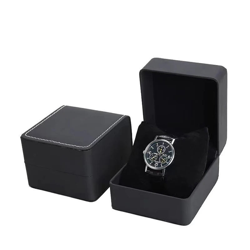 Watch Box with Pillow, PU Leather Single Watch Display Case and 6 or 12 Slot Organizer for Men