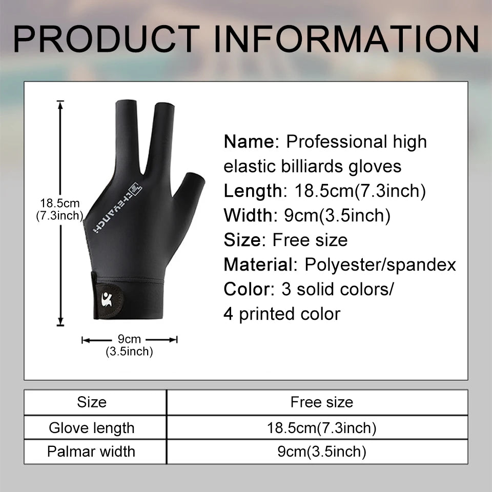 Billiard Glove for Left or Right Hand, Three Finger Open Pool and Snooker Glove, Non-Slip Breathable Mesh