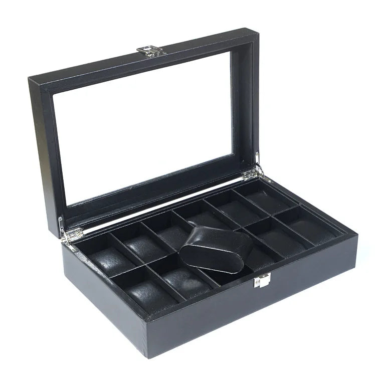 Watch Box with Pillow, PU Leather Single Watch Display Case and 6 or 12 Slot Organizer for Men