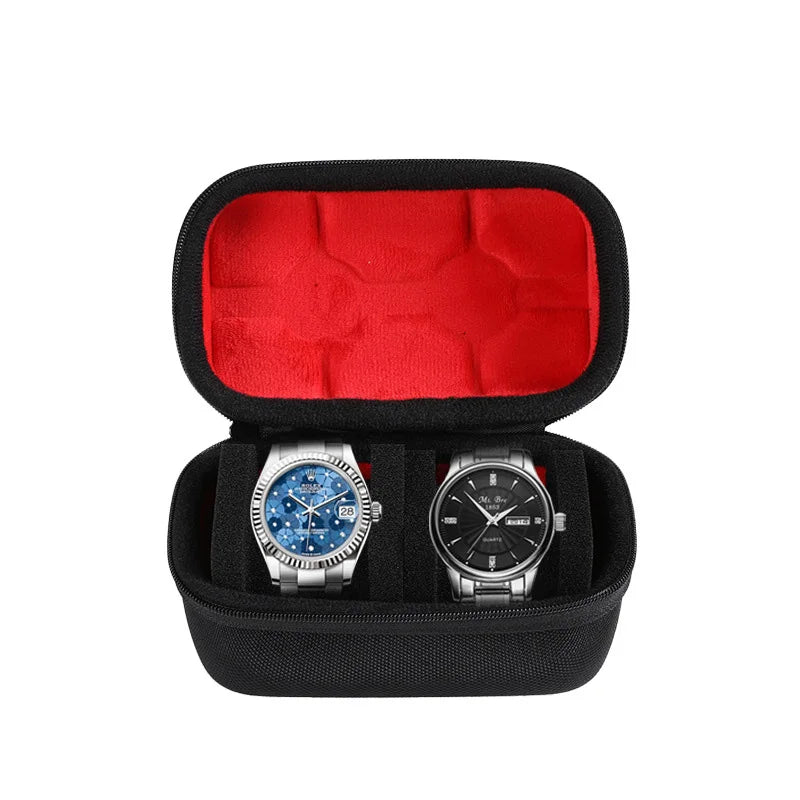 Watch Travel Case for 3, 5, 6 or 10 Watches, Hard Shell Watch Roll Organizer with Removable Pillows