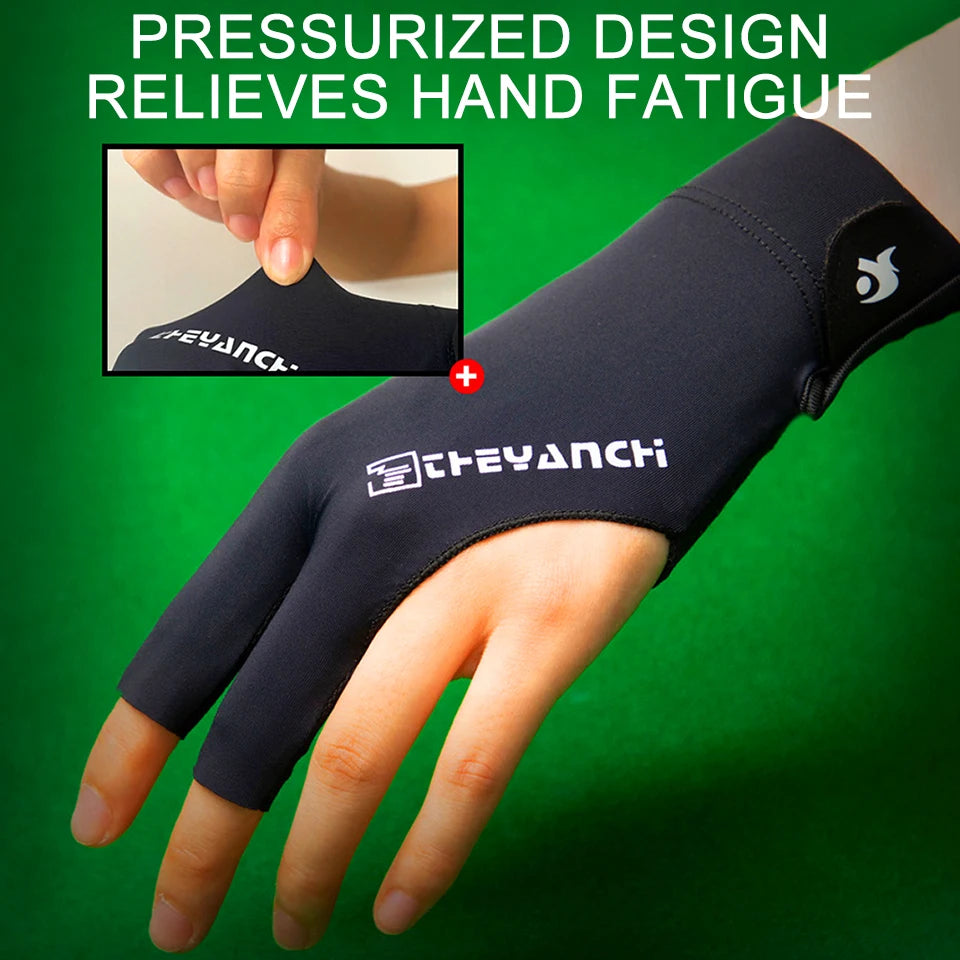 Billiard Glove for Left or Right Hand, Three Finger Open Pool and Snooker Glove, Non-Slip Breathable Mesh