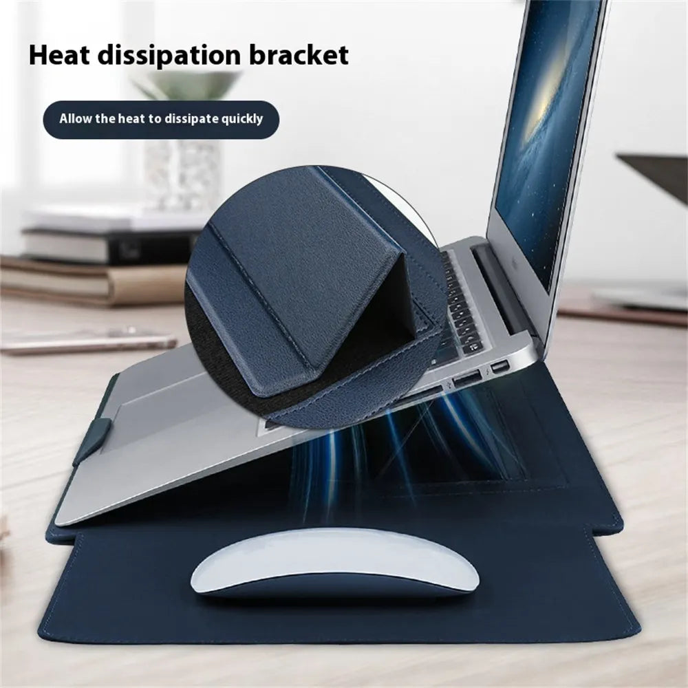 Laptop Sleeve Case 13, 14, 15.6, 16 Inch with Foldable Stand and Mouse Pad, PU Leather 3 in 1 Cover