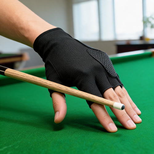 Billiard glove worn on a player's bridge hand
